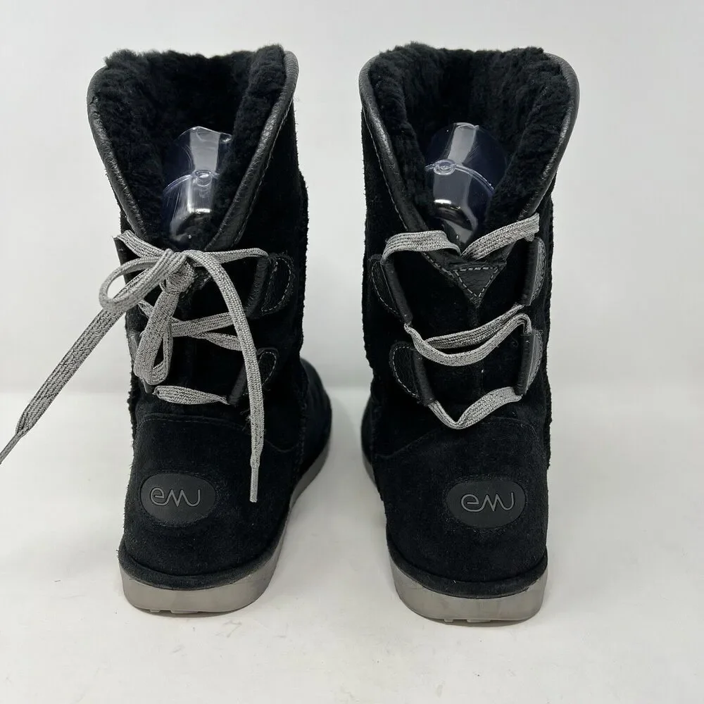 EMU Australia “Charlotte” Black Sheepskin Suede Leather Boots Women’s Size 7